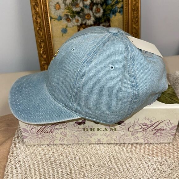 MIGHTY FINE OS UNISEX Vintage Blue Wash Denim Dog Embroidered Baseball Cap - Picture 8 of 12